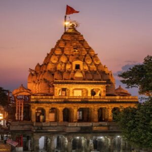 Shri Krishna Patheya sacred trail in Madhya Pradesh with ashram, forest path, and spiritual landscape