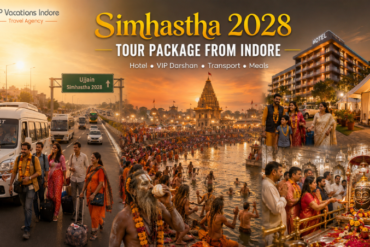 Pilgrims travelling from Indore to Ujjain Simhastha 2028 with highway journey, Mahakaleshwar Temple, Kshipra River, accommodation and VIP darshan experience.