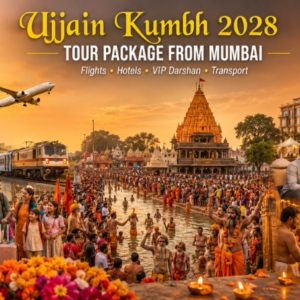 Mumbai pilgrims travelling to Ujjain Kumbh 2028 with flights, trains, Mahakaleshwar Temple, Kshipra River, accommodation and VIP darshan services.