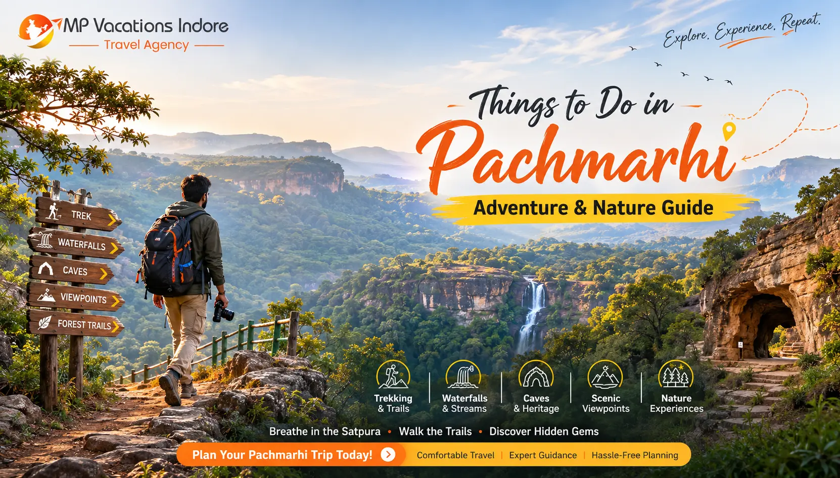Things to do in Pachmarhi including trekking, Dhoopgarh, Bee Falls and Satpura safari